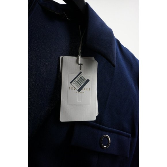 New 315$ Ted Baker Flan Belted Jumpsuit Size 4 Women's Blue Crepe Long Sleeve - Picture 2 of 12